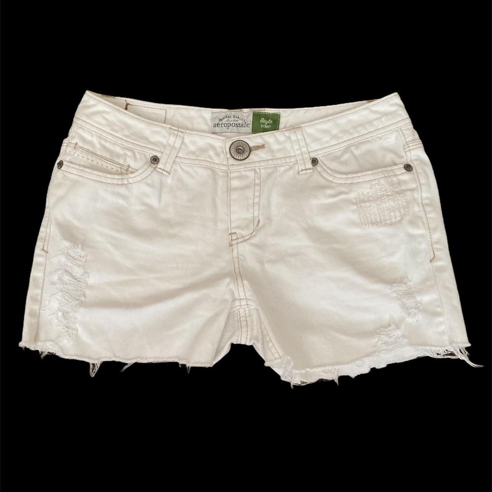 AERO White Distressed Shorts